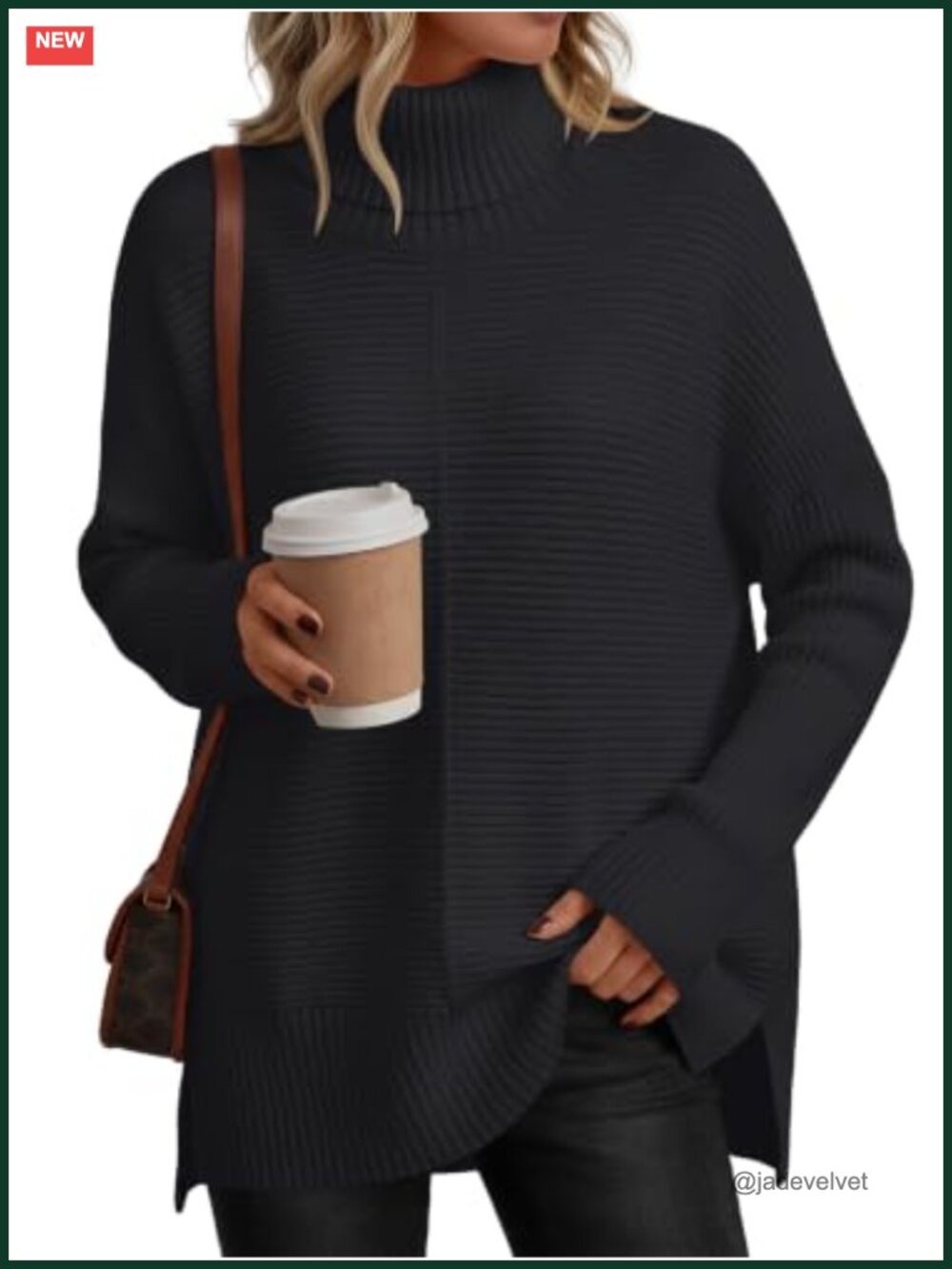 Oversized Roll Neck Turtleneck Sweater Tunic Pullover